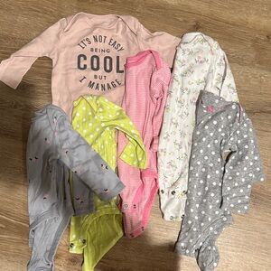 Assorted 6 piece long sleeve girls onesies